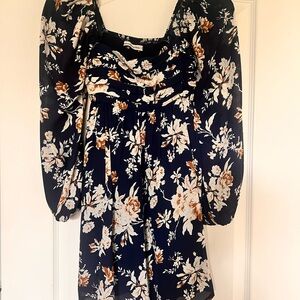 Abercrombie & Fitch Floral Mini Dress - Navy and White